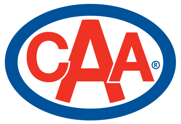 CAA logo featuring red letters inside a blue oval on a transparent background.